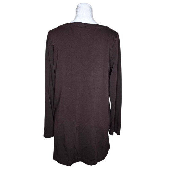 Chicos Womens Brown Long Sleeve Blouse Chicos Size 0 Small - Picture 2 of 6